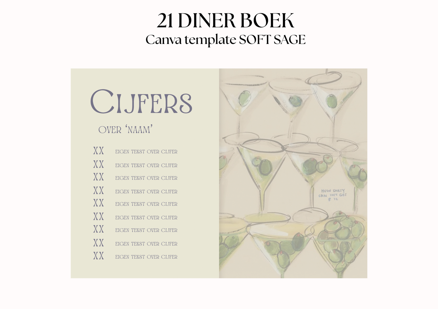 21 Diner Boek Template 'Soft Sage'