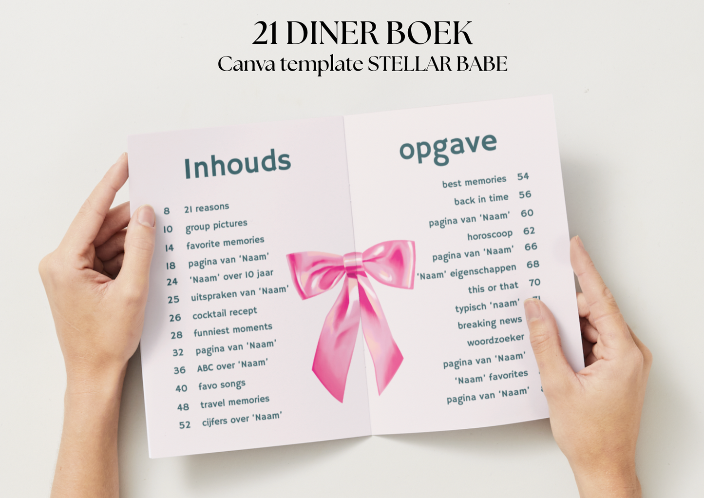 21 diner Boek template 'Stellar Babe'