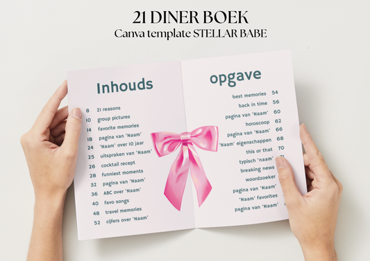 21 diner Boek template 'Stellar Babe'