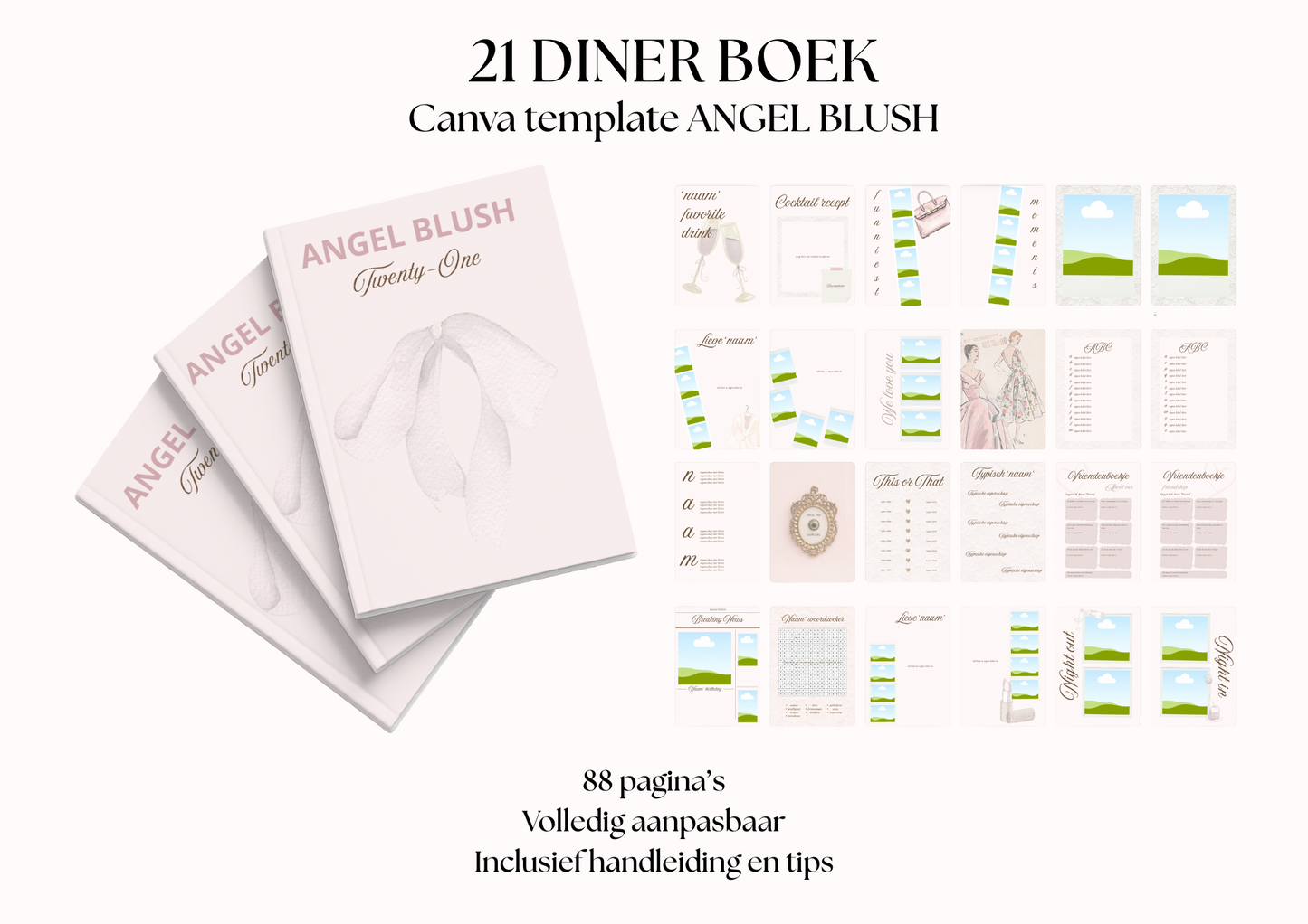 21 Diner Boek Template 'Angel Blush'