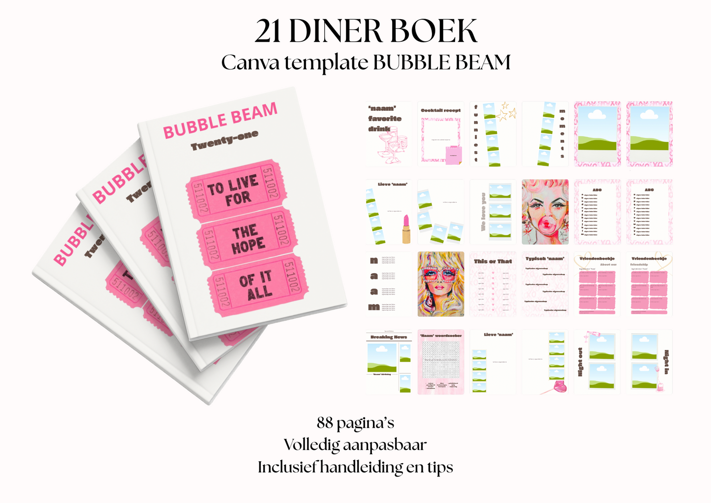 21 Diner boek Template 'Bubble Beam'