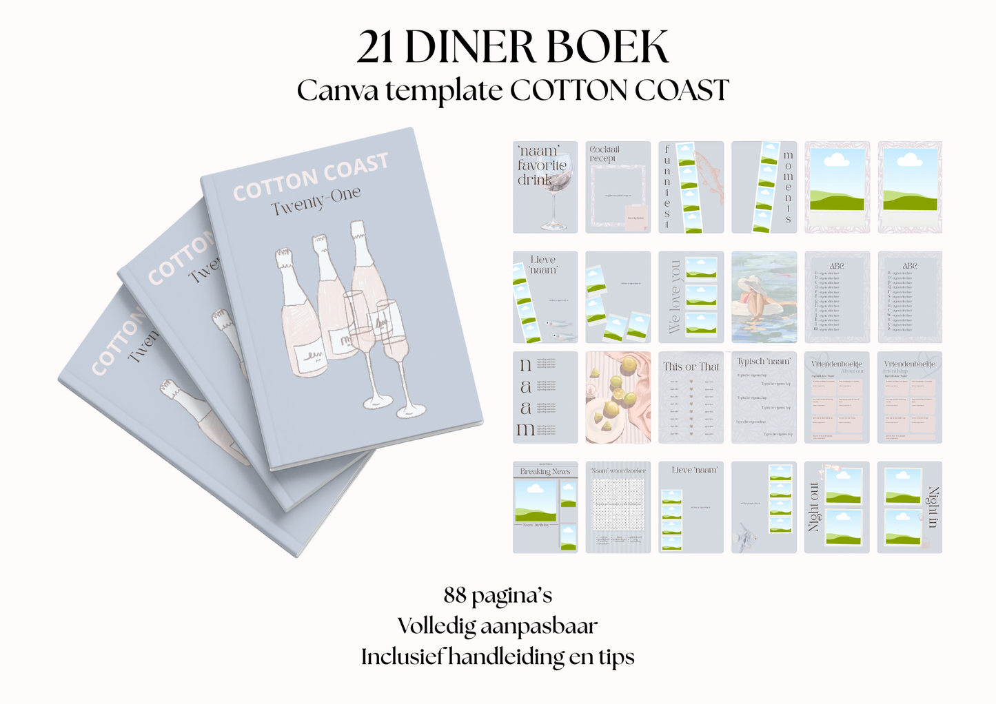 21 Diner Boek Template 'Cotton Coast'