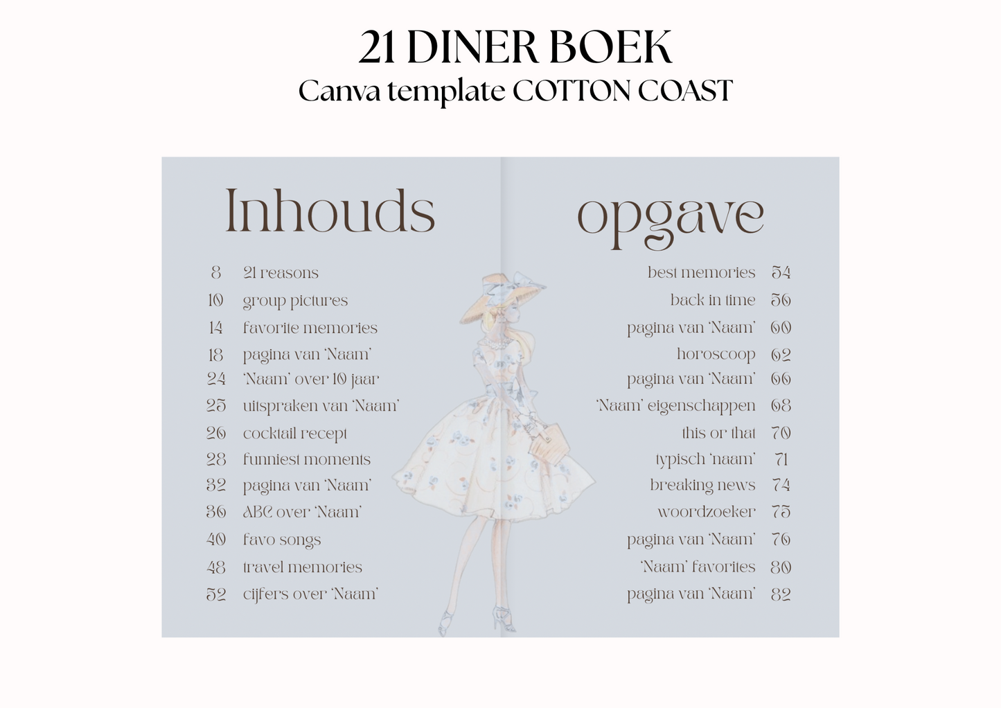 21 Diner Boek Template 'Cotton Coast'