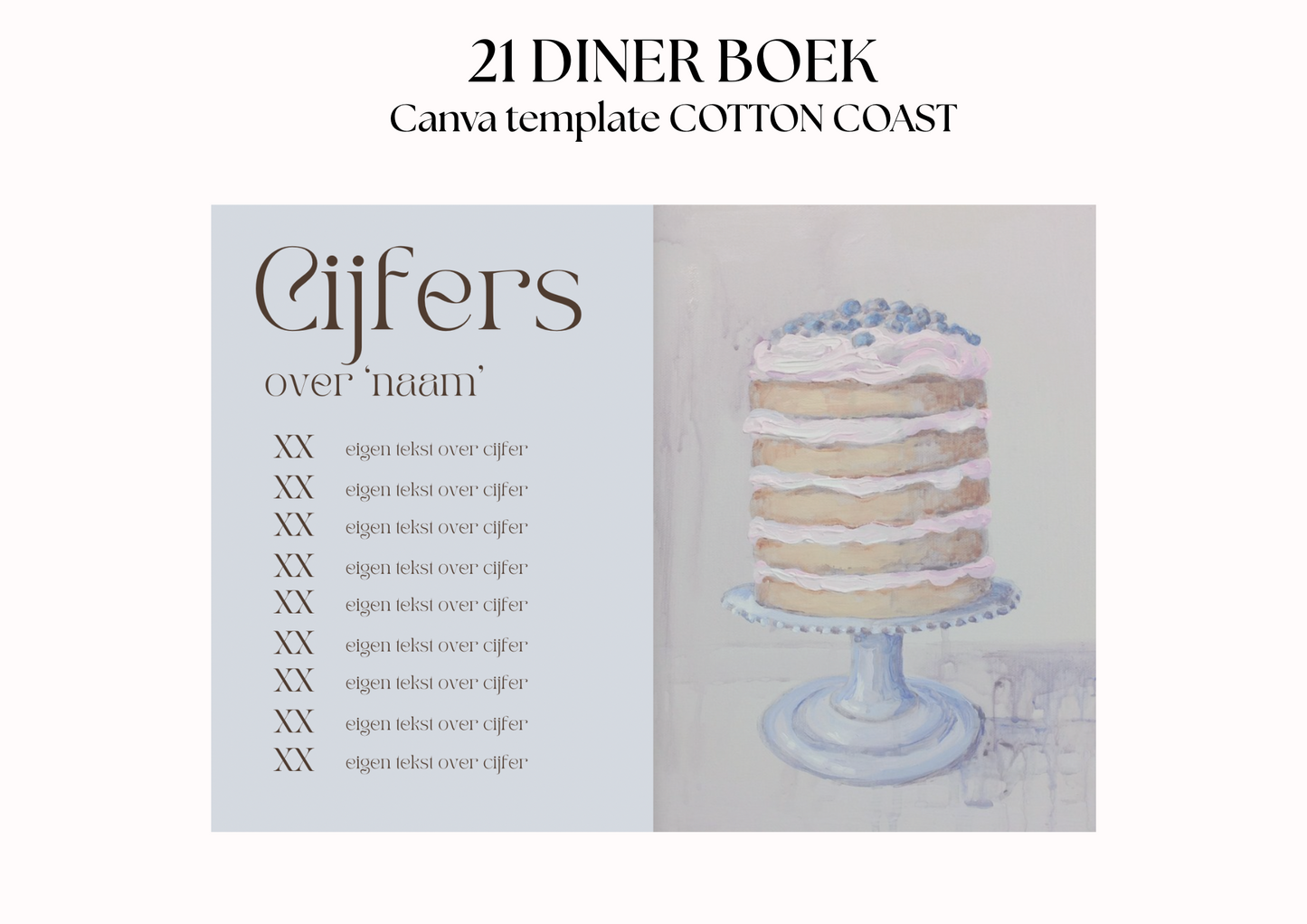 21 Diner Boek Template 'Cotton Coast'