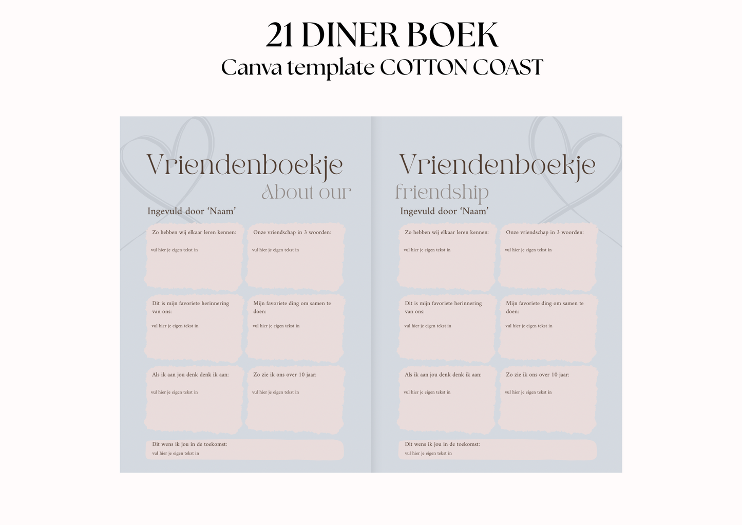 21 Diner Boek Template 'Cotton Coast'