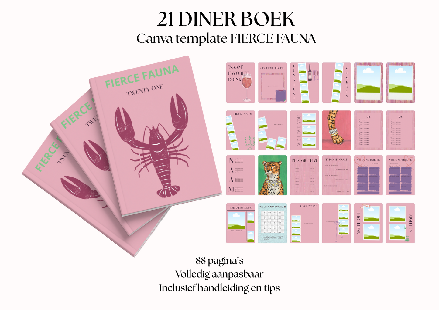 21 Diner Boek Template 'Fierce Fauna'