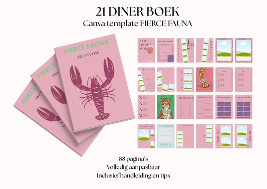 21 Diner Boek Template 'Fierce Fauna'