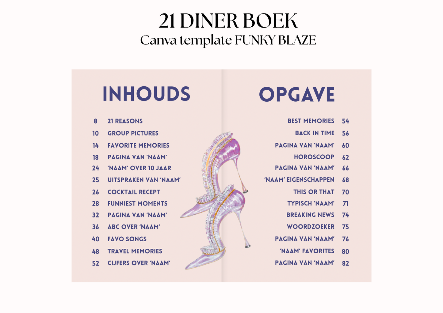 21 Diner Boek Template 'Funky Blaze'
