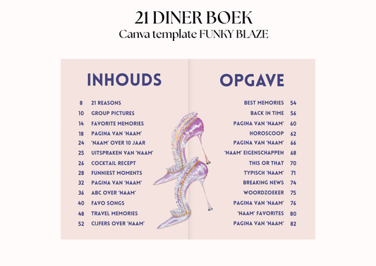 21 Diner Boek Template 'Funky Blaze'