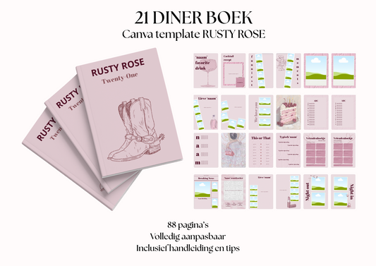 21 Diner Boek Template 'Rusty Rose'