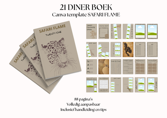 21 Diner Boek Template 'Safari Flame'