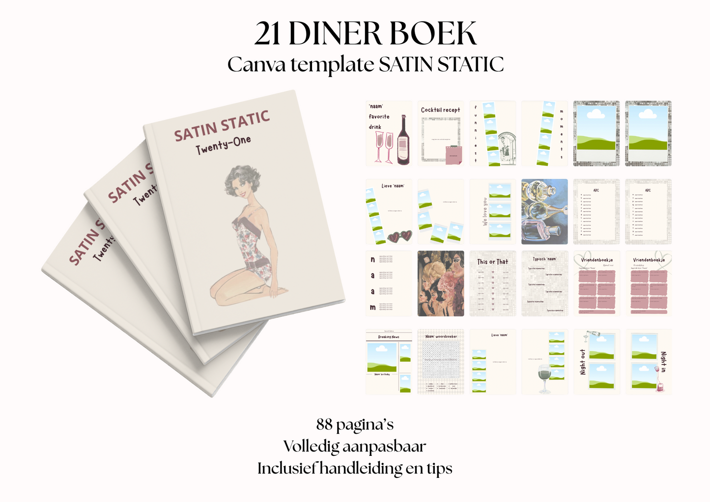 21 Diner Boek Template 'Satin Static'