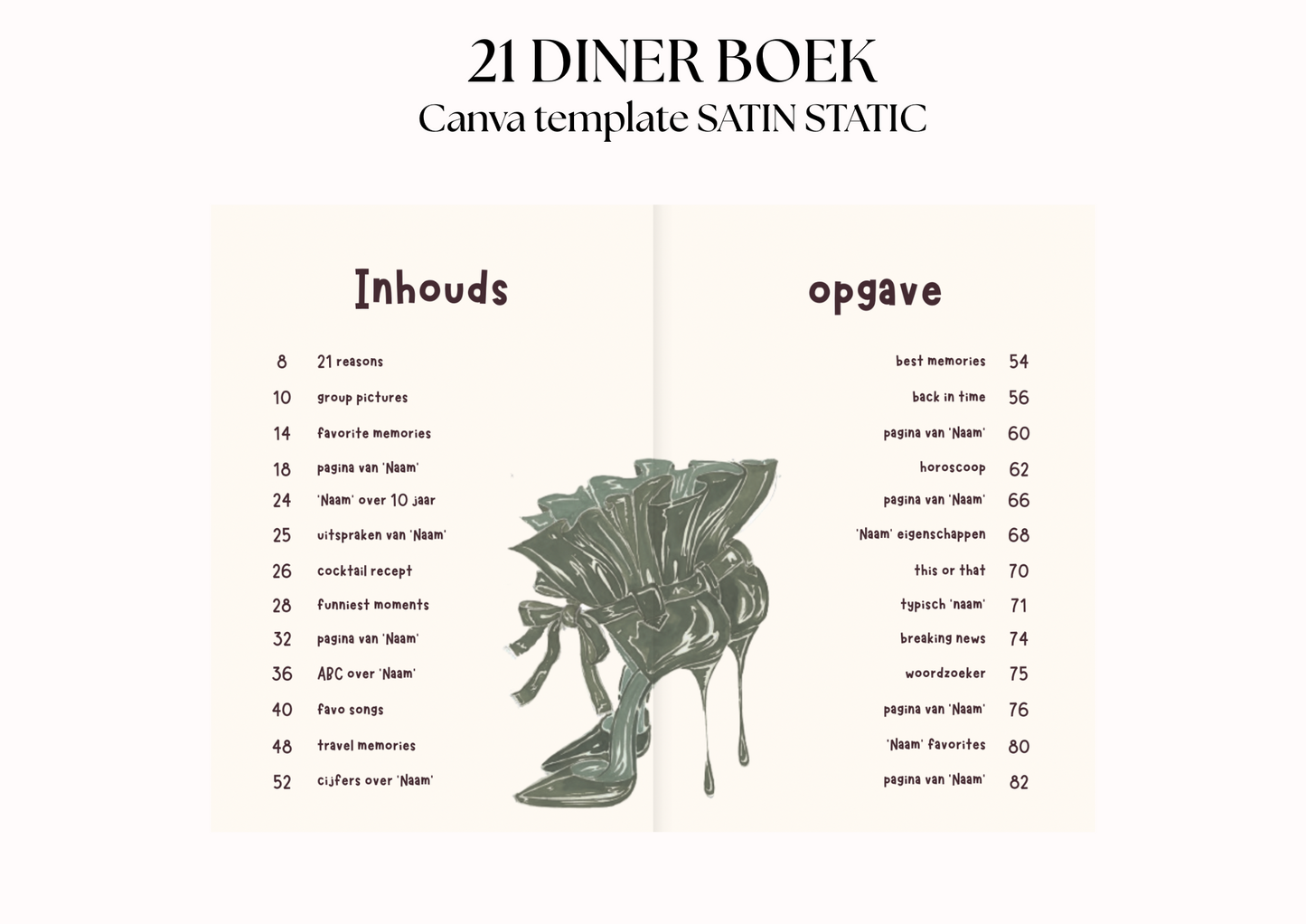21 Diner Boek Template 'Satin Static'