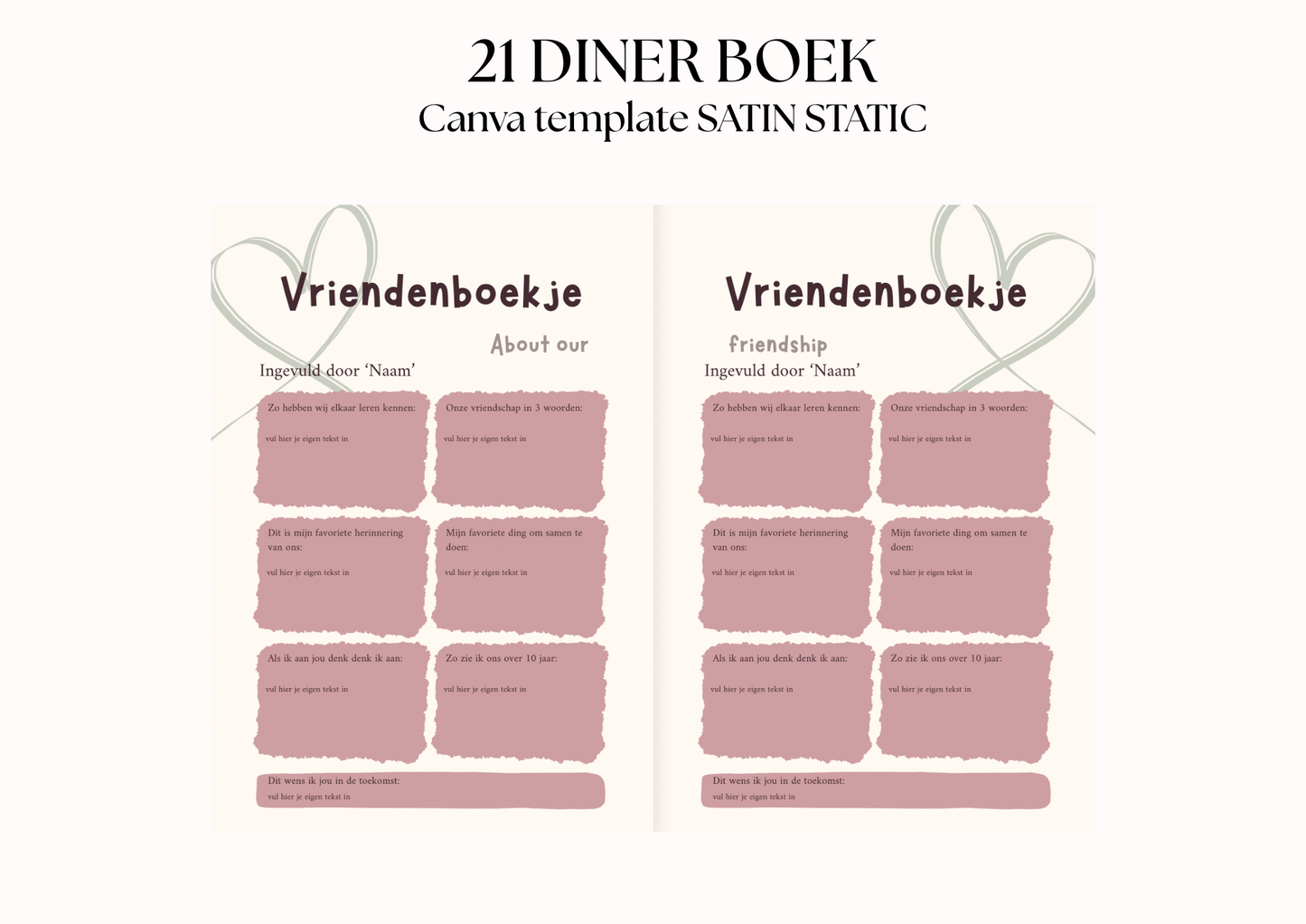21 Diner Boek Template 'Satin Static'