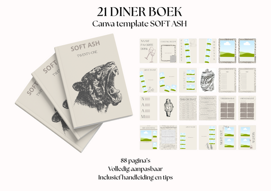 21 Diner Boek Template 'Soft Ash'