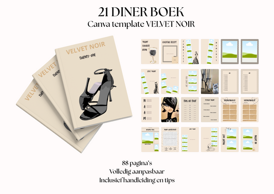 21 Diner Boek Template 'Velvet Noir'