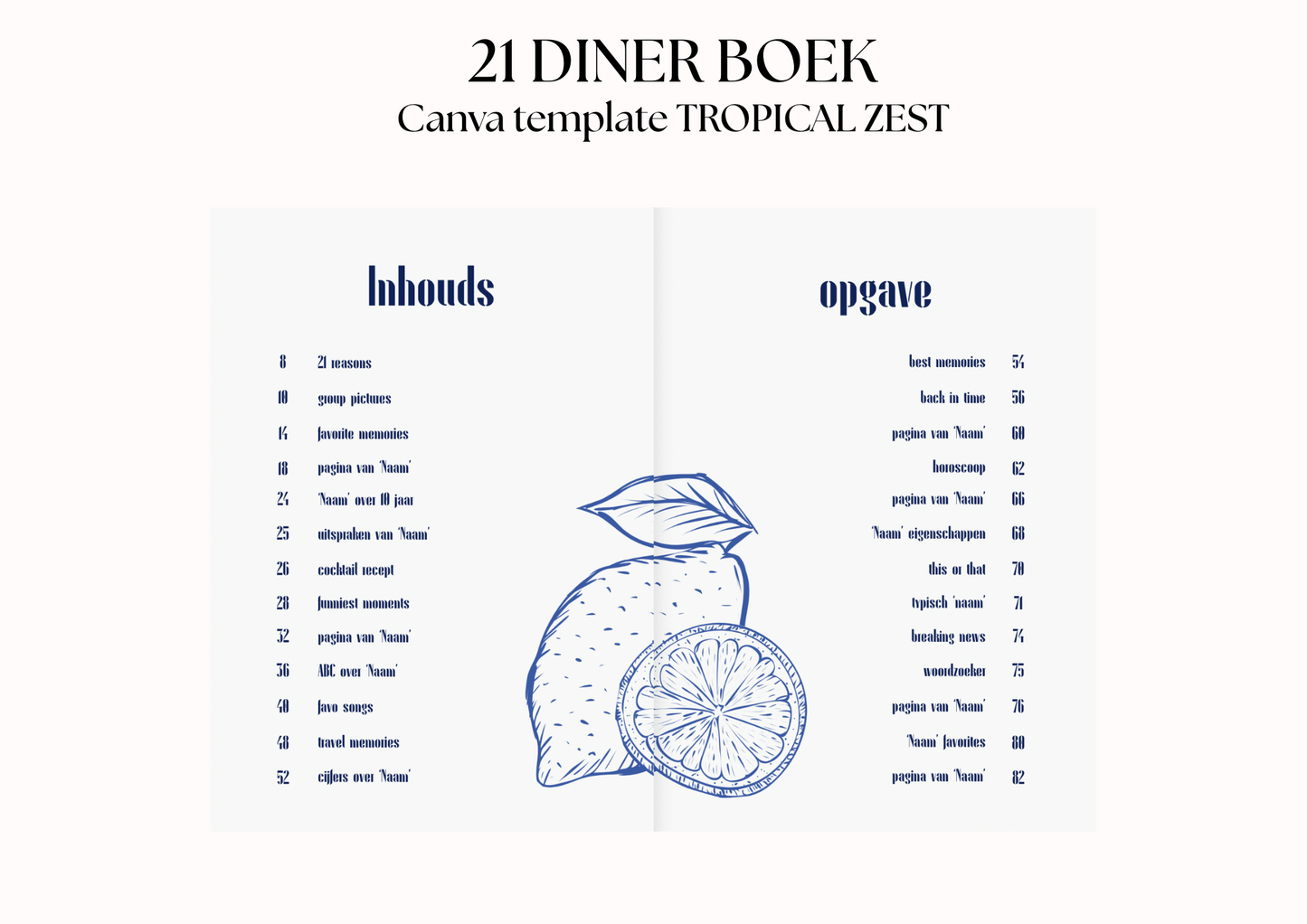 21 Diner Boek Template 'Tropical Zest'