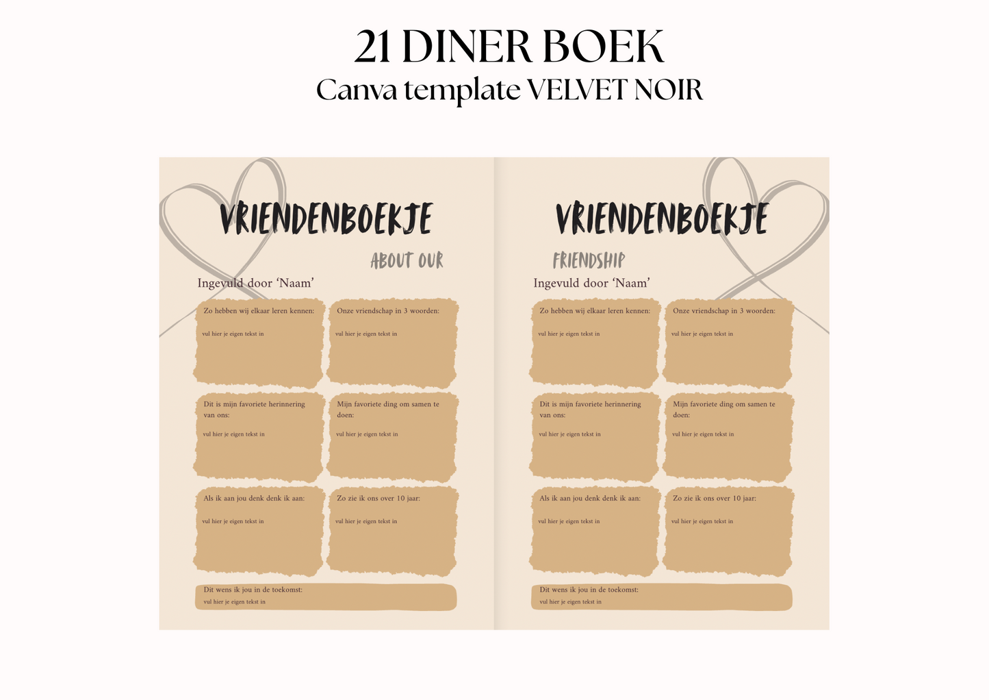 21 Diner Boek Template 'Velvet Noir'