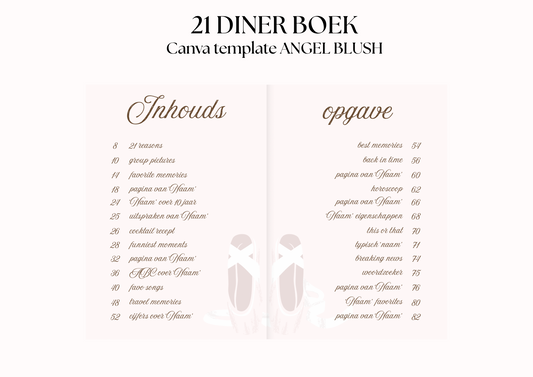 21 Diner Boek Template 'Angel Blush'