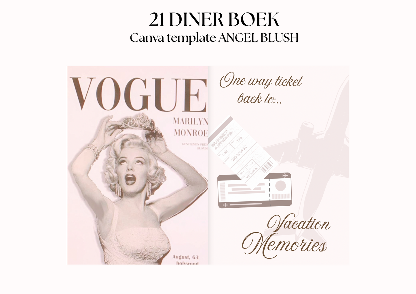 21 Diner Boek Template 'Angel Blush'