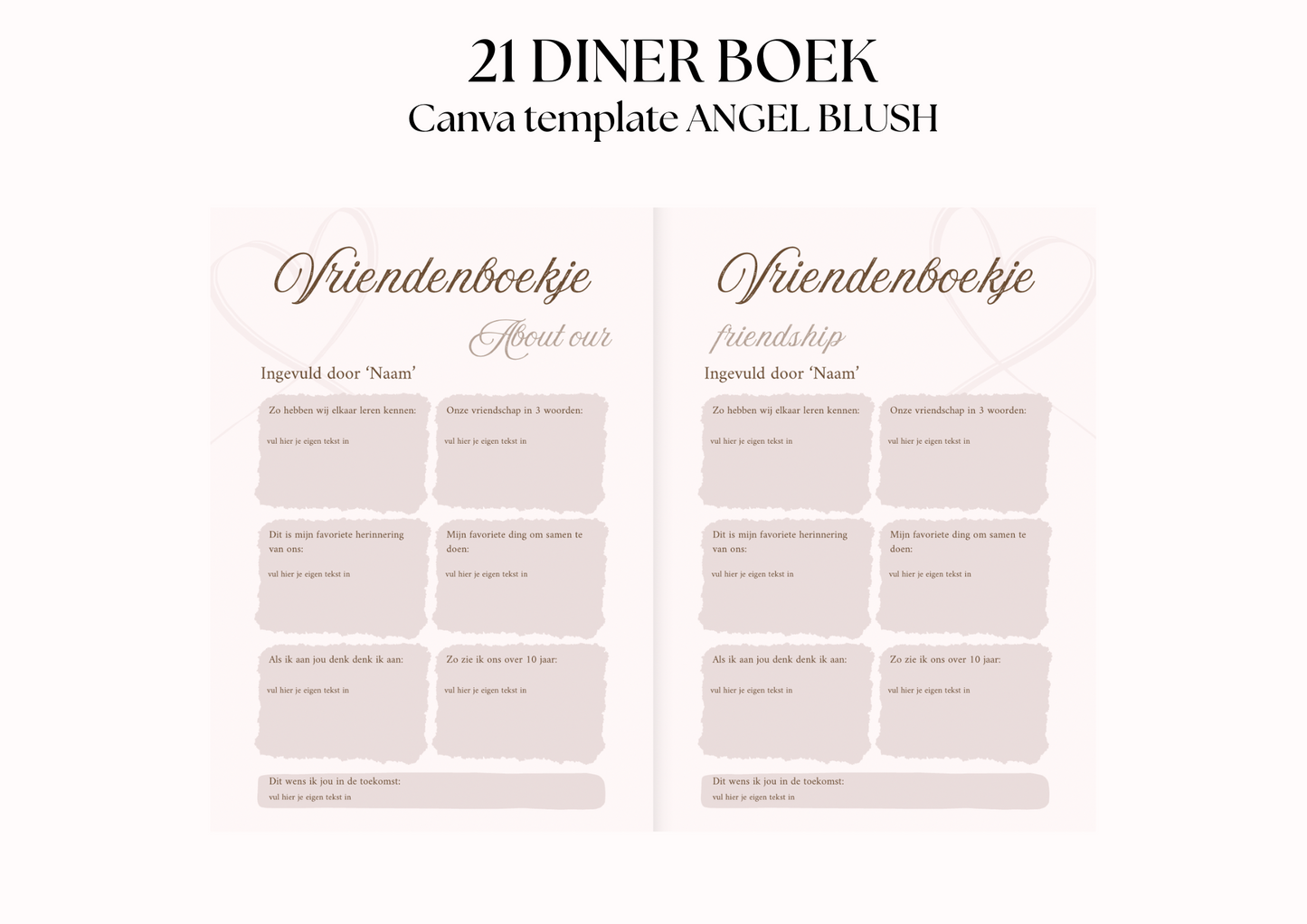 21 Diner Boek Template 'Angel Blush'