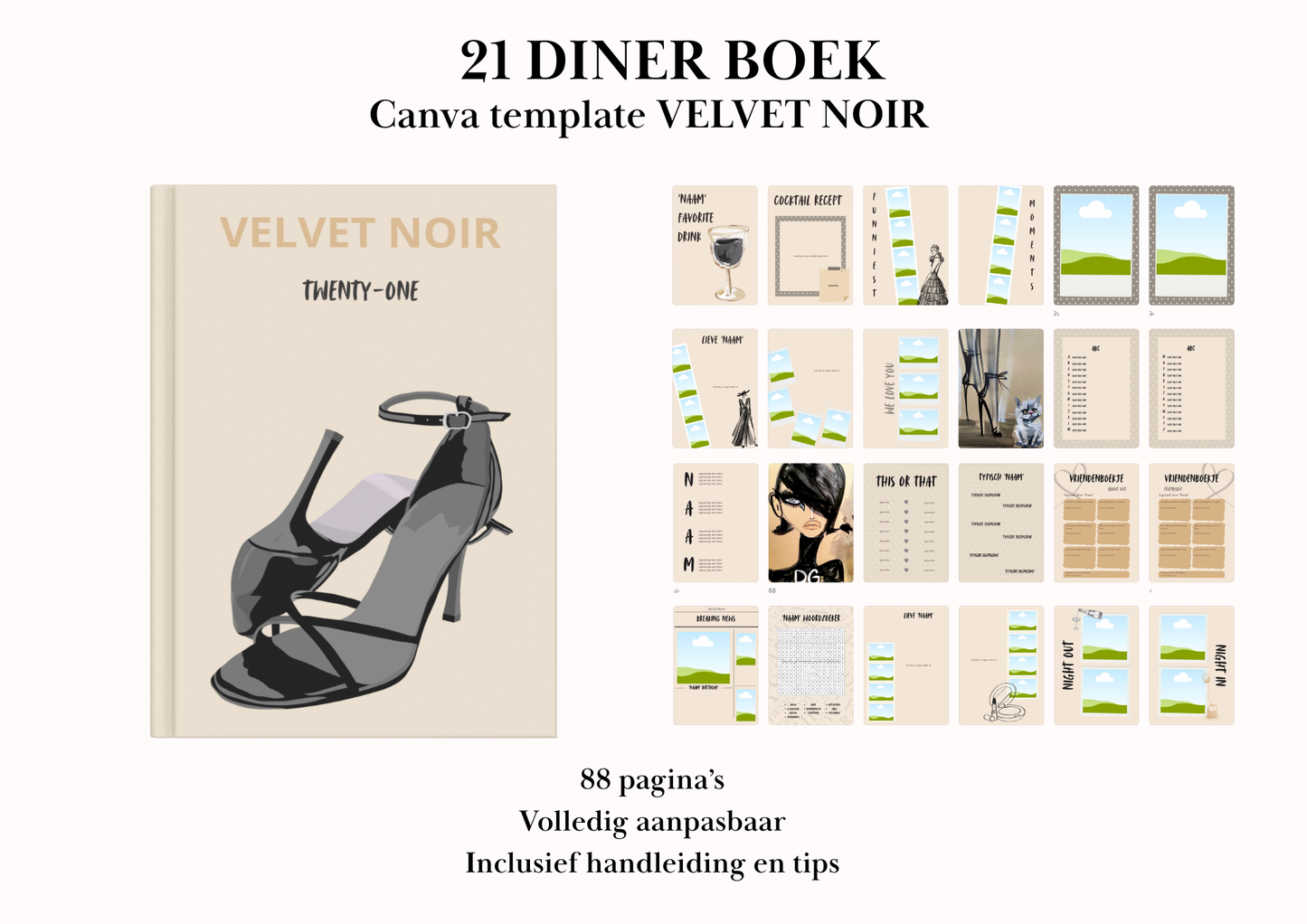 21 Diner Boek Template 'Velvet Noir'