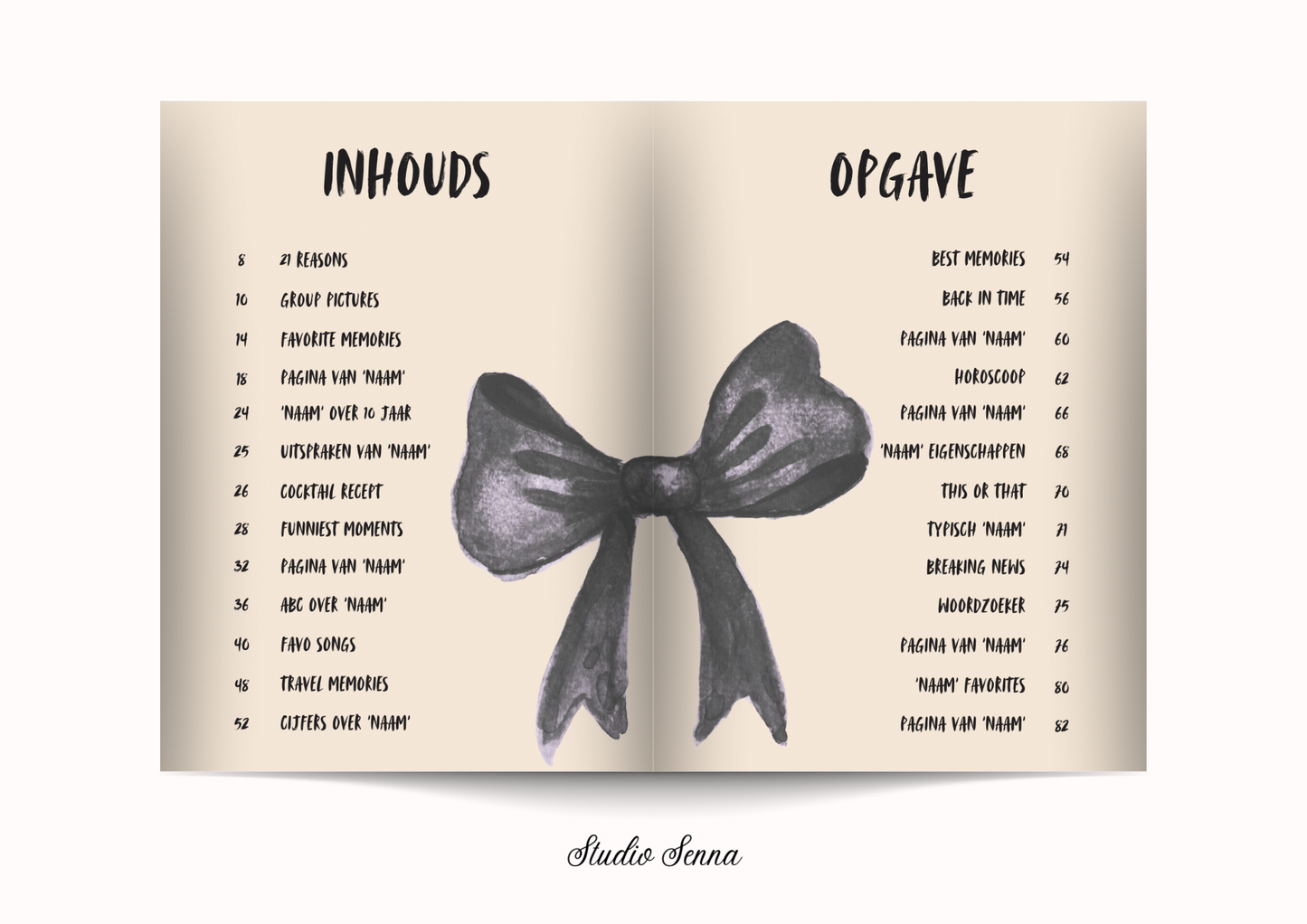 21 Diner Boek Template 'Velvet Noir'