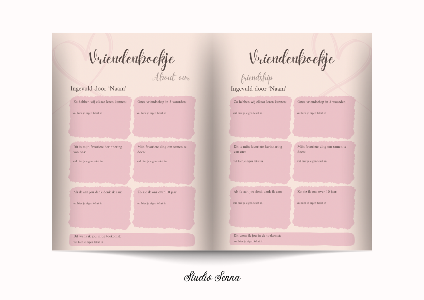 21 Diner boek Template 'Blush Bear'