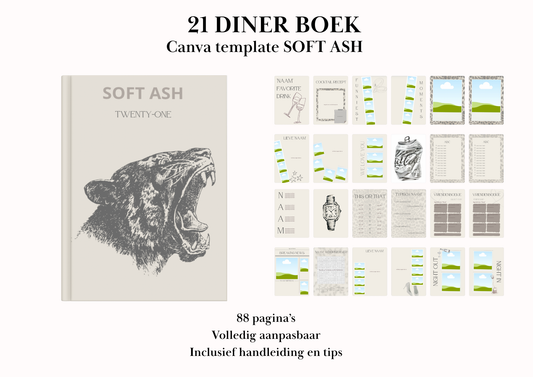 21 Diner Boek Template 'Soft Ash'