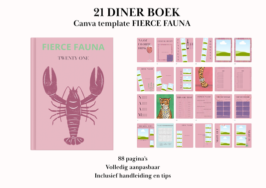 21 Diner Boek Template 'Fierce Fauna'