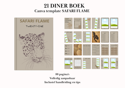 21 Diner Boek Template 'Safari Flame'