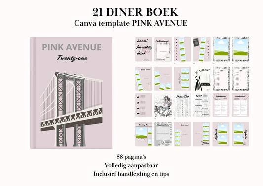 21 Diner boek Template 'Pink Avenue'